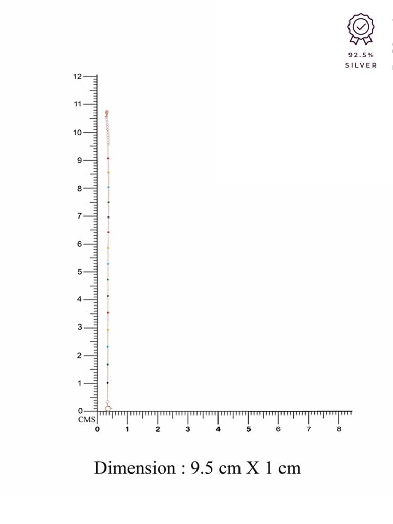 Sterling Silver Rose Gold Trendy Multi Colour Beads Chain Anklet : AKTH48-RG-NA