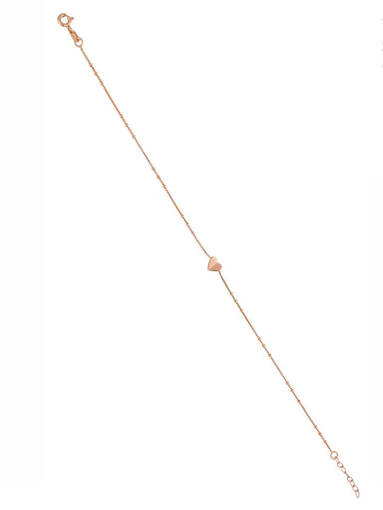 Sterling Silver Rose Gold Stylishly Sleek Heart Anklet : AKTH49-RG-NA