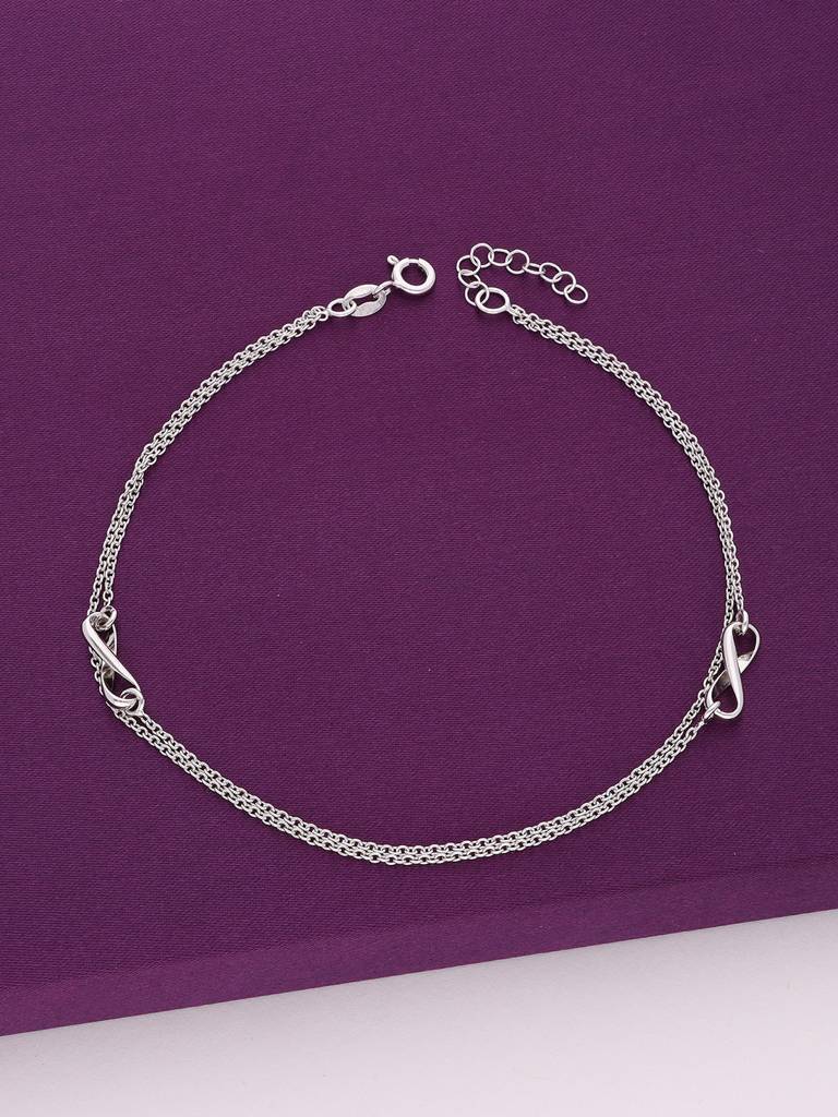 Sterling Silver Layered Heart Anklet : AKTH51-S-NA