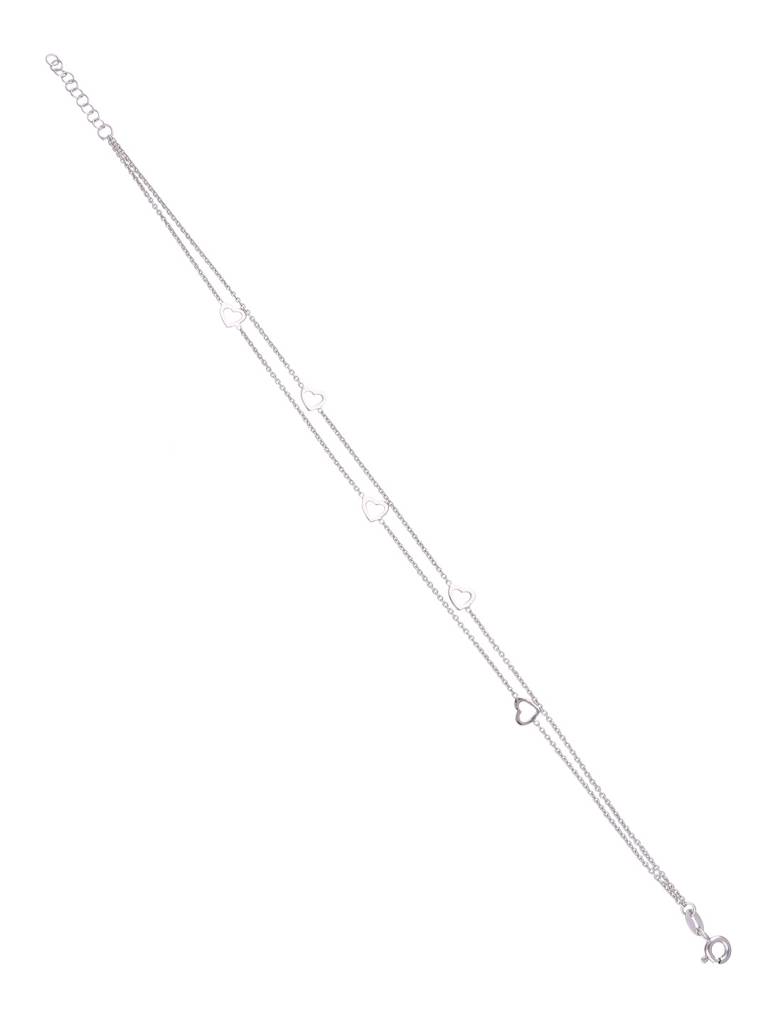 92.5 Silver Double Layered Heart Anklet : AKTH54-S-NA