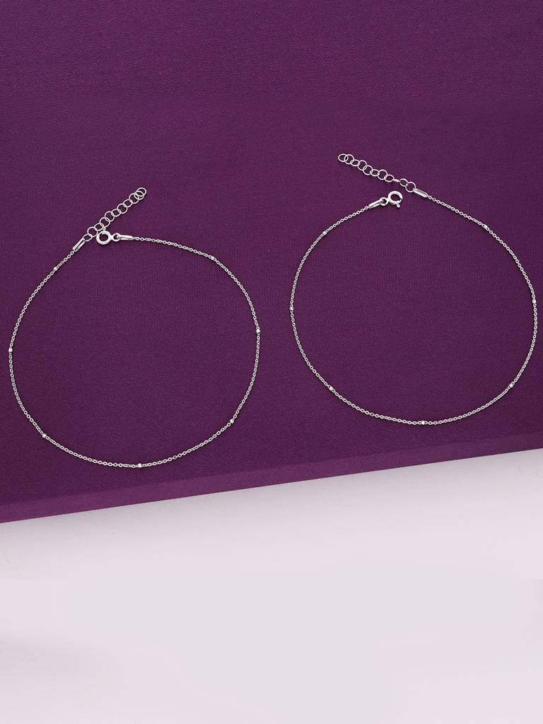 Sterling Silver Link Chain & Beads Anklet : AKTH59-S-NA