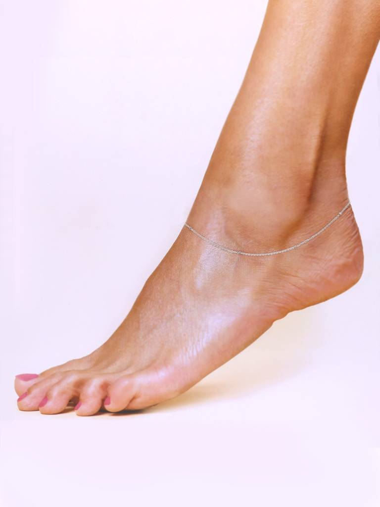 Sterling Silver Link Chain & Beads Anklet : AKTH59-S-NA