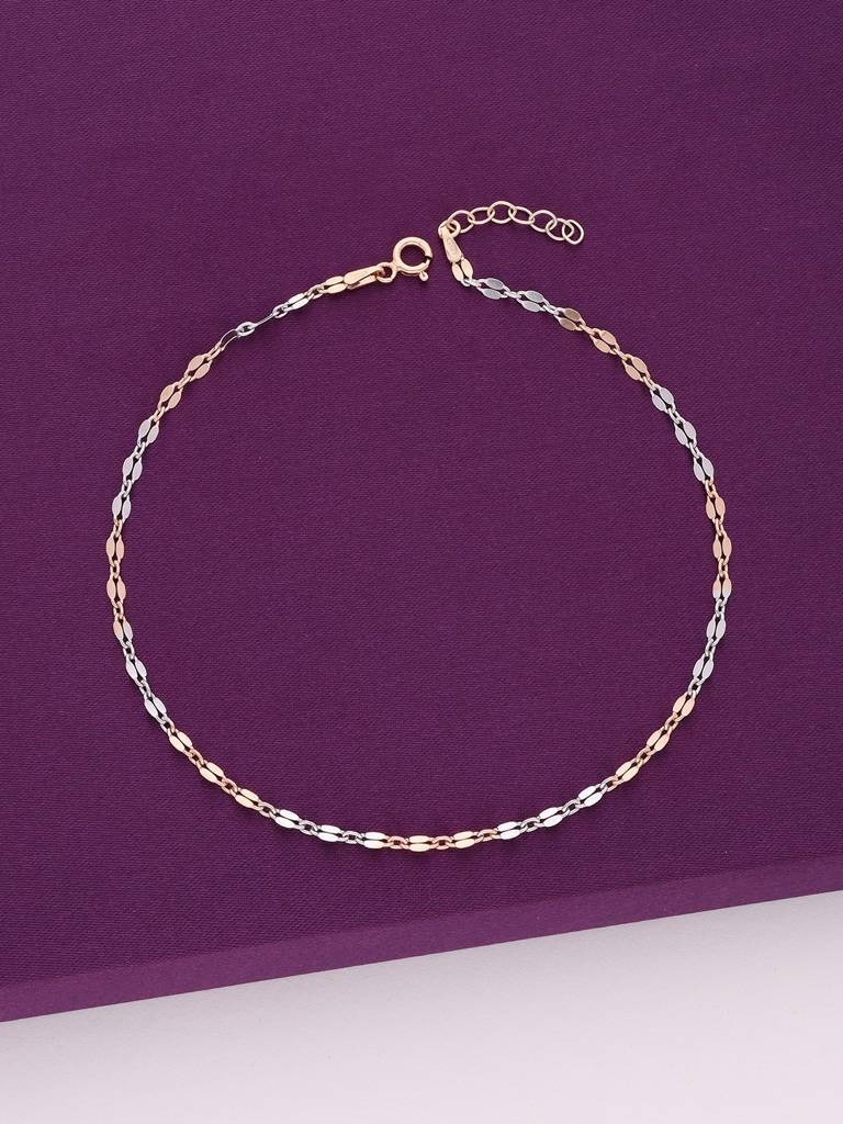 Sterling Silver & Rose Gold Anklet : AKTH60-SRG-NA