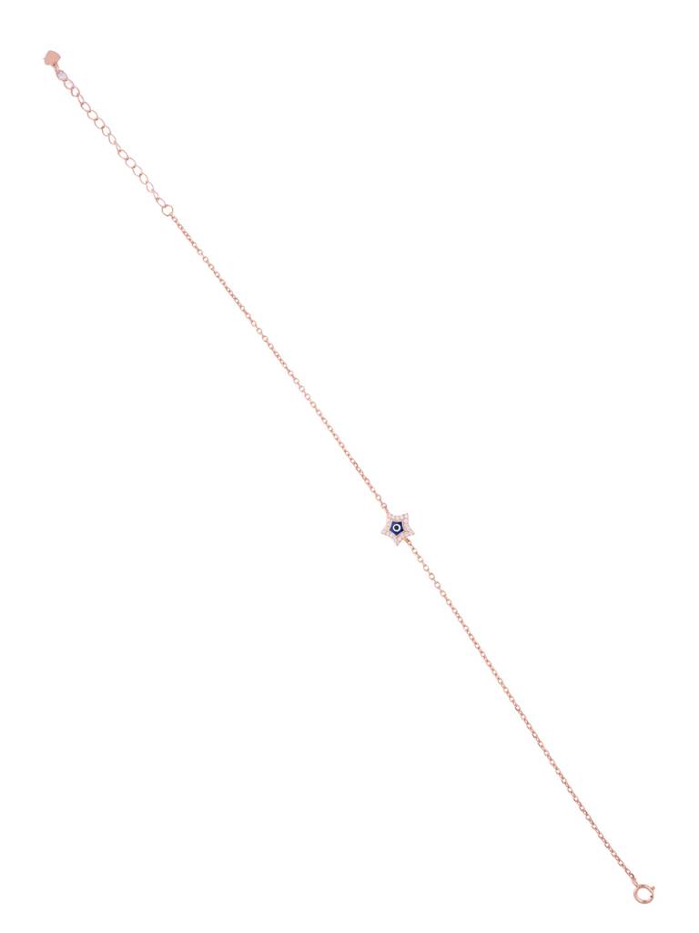Sterling Silver Rose Gold Star Evil Eye Anklet : AKTH64-RG-NA