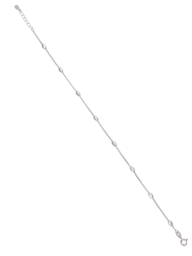 925 Silver Minimalist Beaded Chain Anklet : AKTH69-S-NA