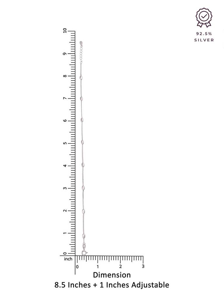 925 Silver Minimalist Beaded Chain Anklet : AKTH69-S-NA