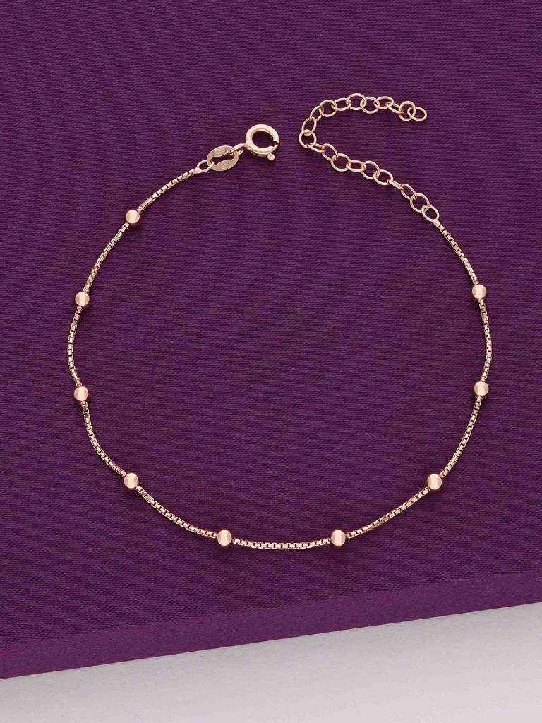 Sterling Silver Rose Gold Argent Spheres Anklet : AKTH8-RG-NA