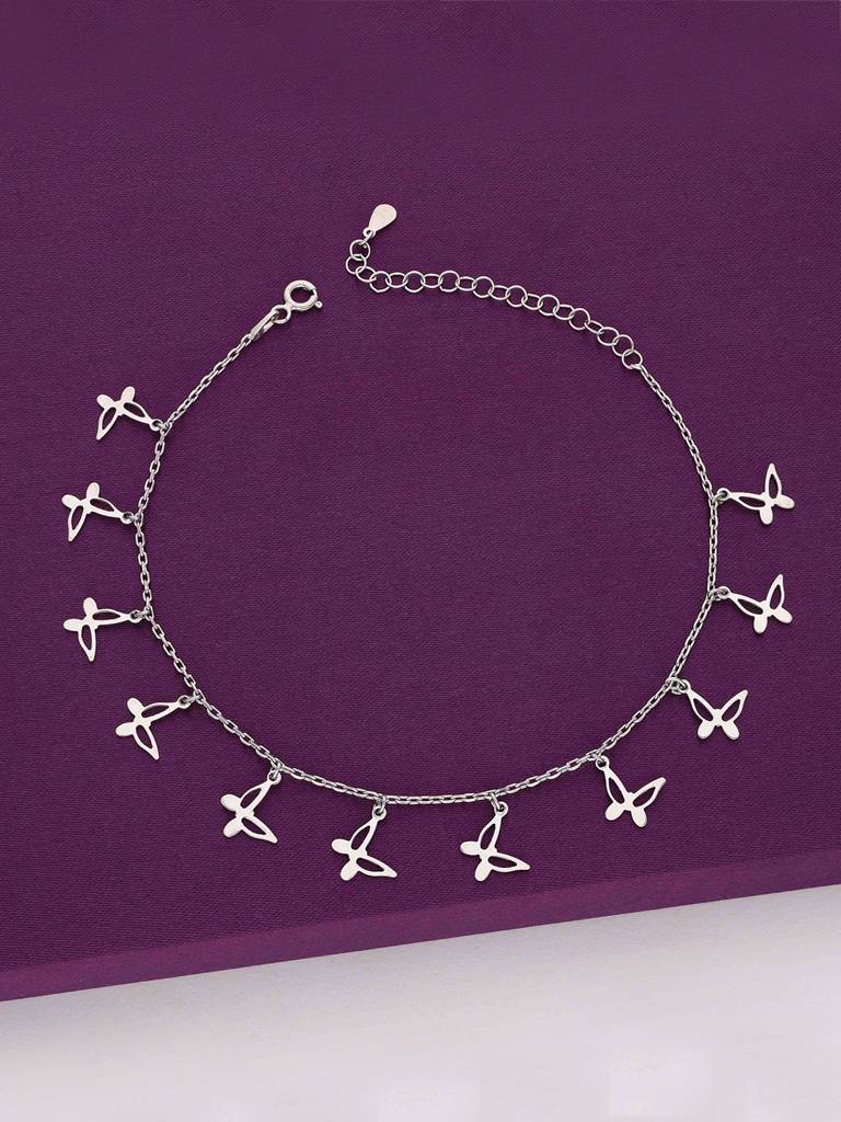 Sterling Silver Butterfly Bliss Anklet : AKTH9-S-NA