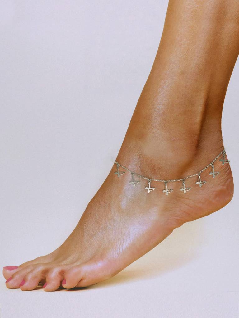 Sterling Silver Butterfly Bliss Anklet : AKTH9-S-NA