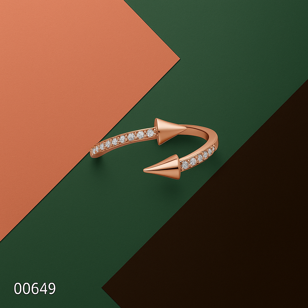 14K Yellow Gold Lab Grown Diamond Arrow Bypass Ring | 18 Diamonds, Lightweight Modern Design : ALR00649