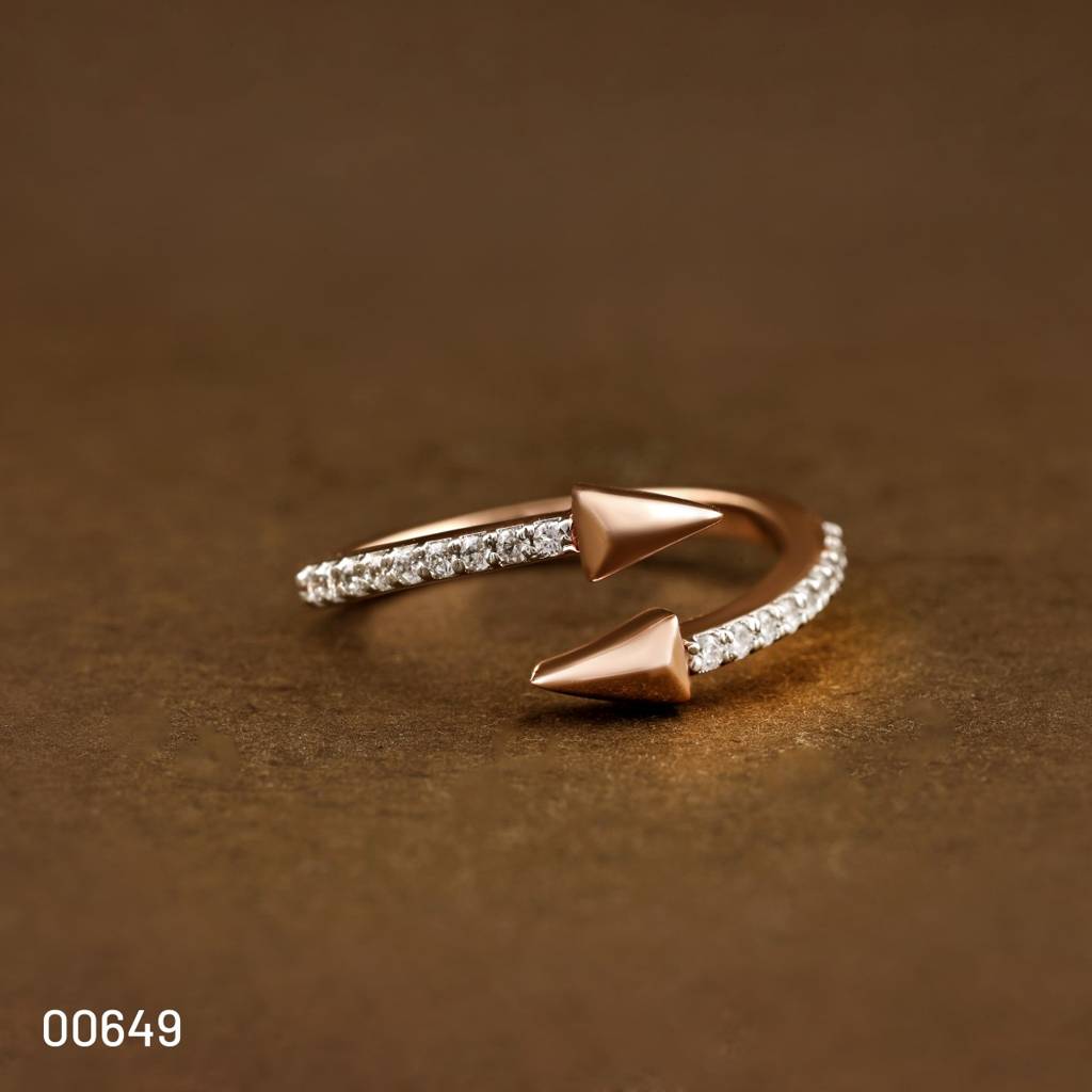 14K Yellow Gold Lab Grown Diamond Arrow Bypass Ring | 18 Diamonds, Lightweight Modern Design : ALR00649