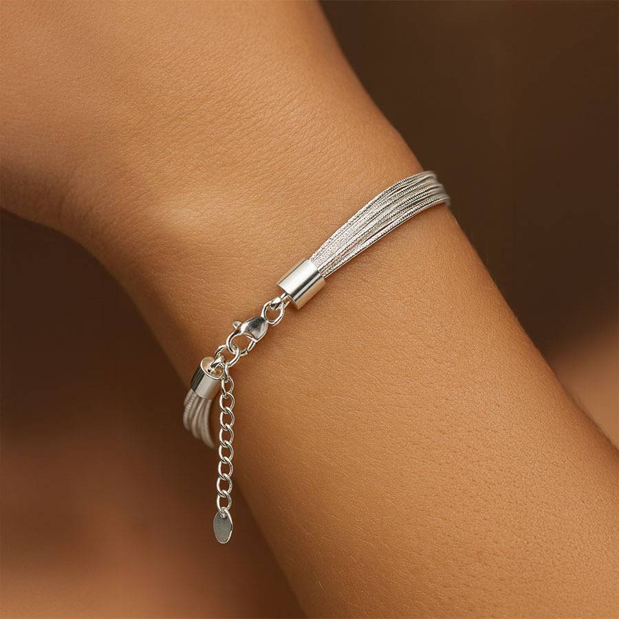 Silver Plated Multi Layered Chain Bracelet For Women And Girls : Aureum Silver Bracelet : AMA-AUREUM-BRACELET