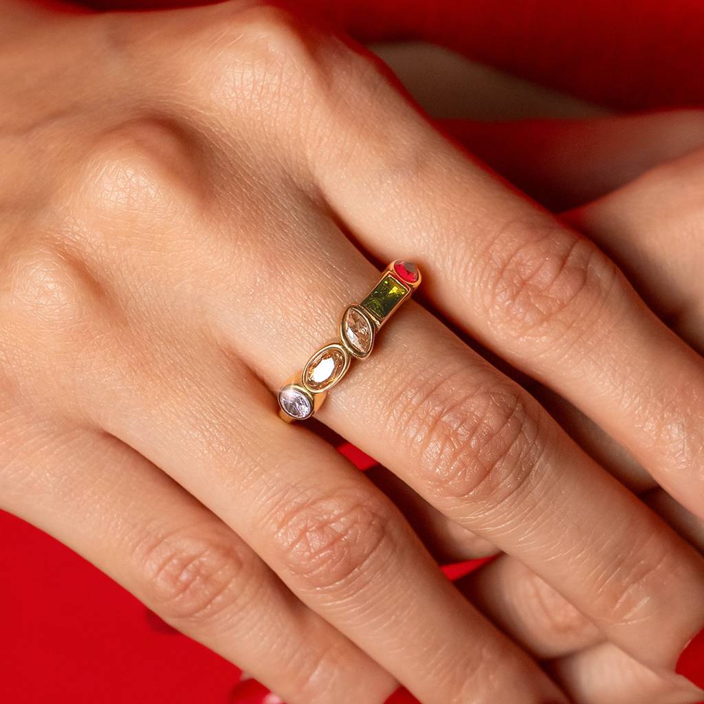 Gold Plated Aurora Gemstone Jewellery Set Of 4 For Women & Girls : AMAAURORASET