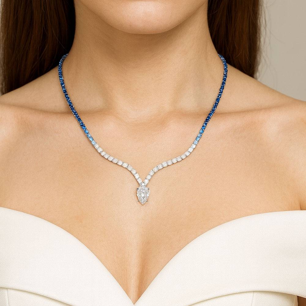 Amalfa Diamond Necklace For Women And Girls : Blue Sapphire Necklace : AMABLUE-NECKLACE