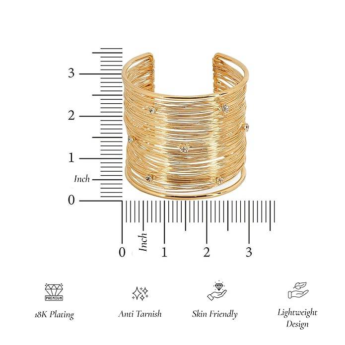 Amalfa Chloe'S Twinkle Golden Cuff Bracelet For Women & Girls : AMACHLTWI