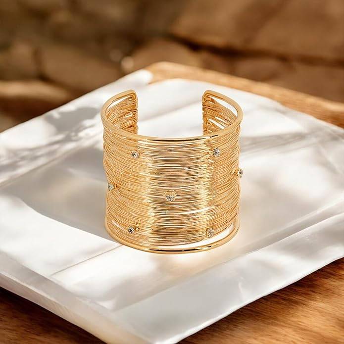 Amalfa Chloe'S Twinkle Golden Cuff Bracelet For Women Girls