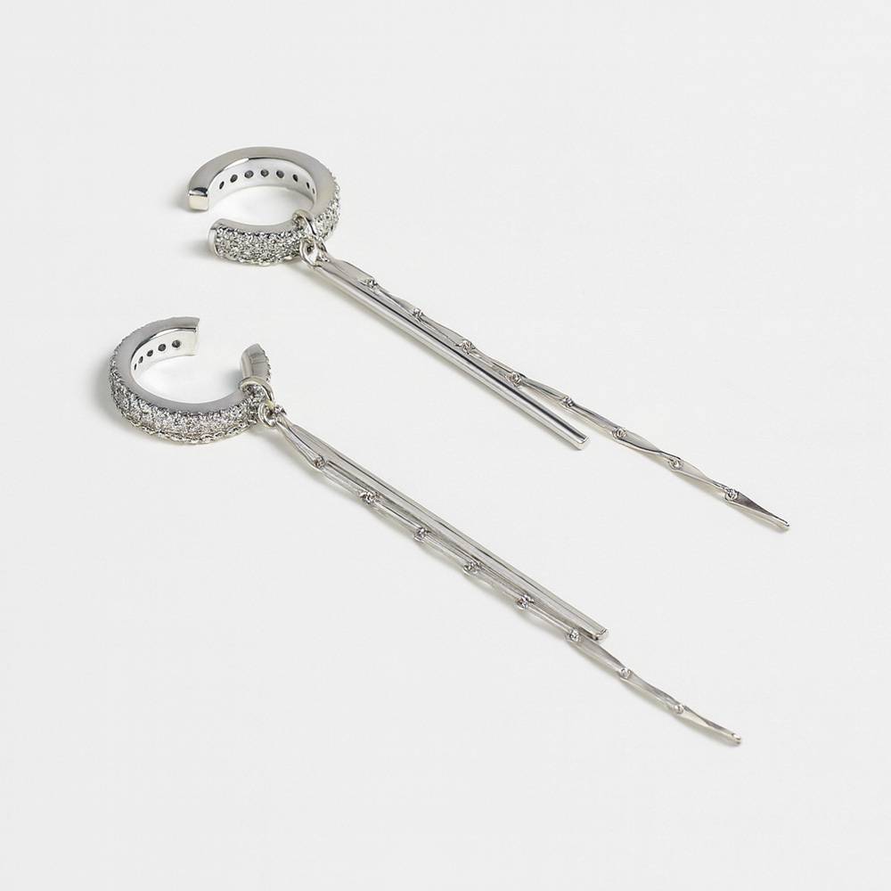 Silver Plated Long Drop Earrings For Women And Girls - Crystal Drop Bar Earrings : AMACRSER