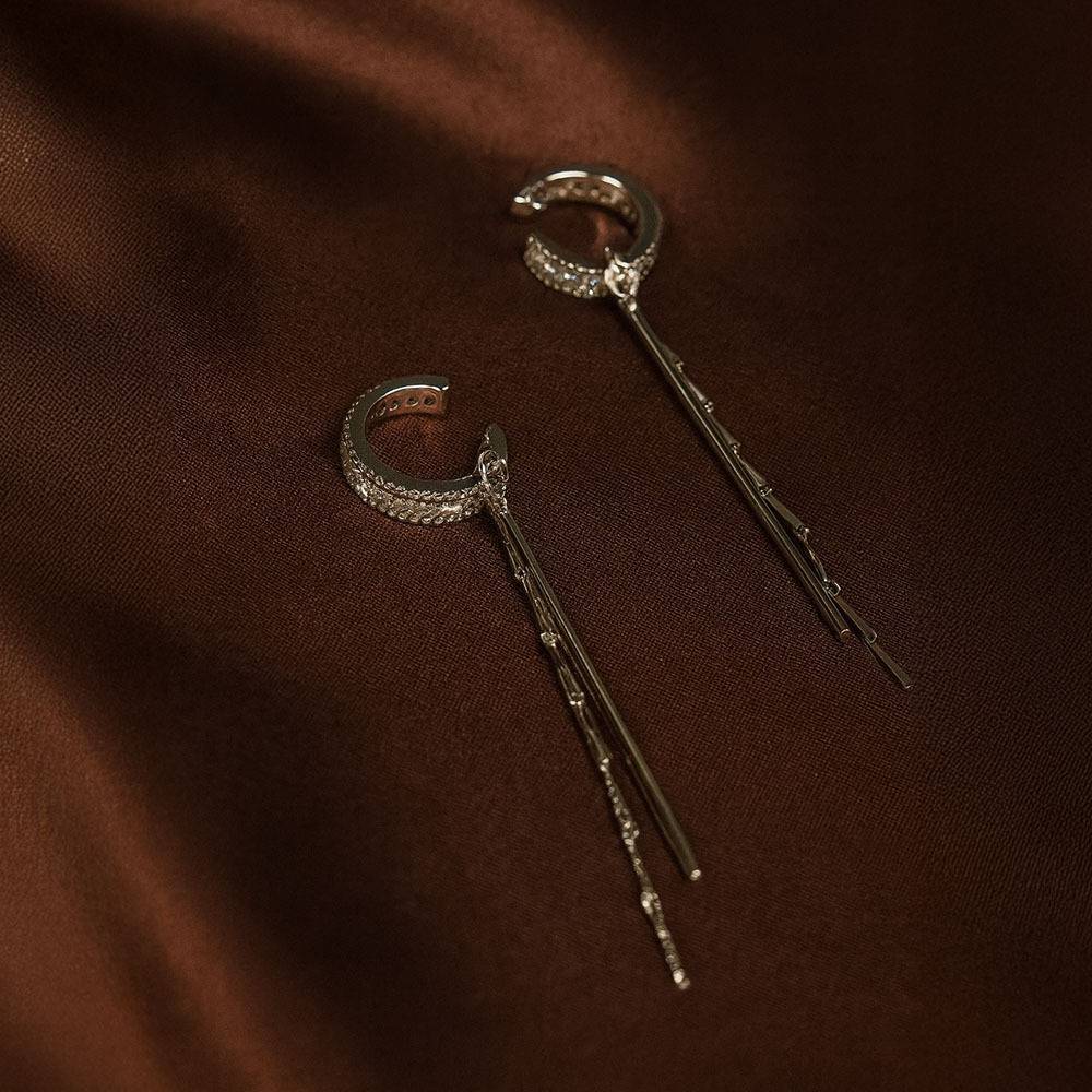 Silver Plated Long Drop Earrings For Women And Girls - Crystal Drop Bar Earrings : AMACRSER