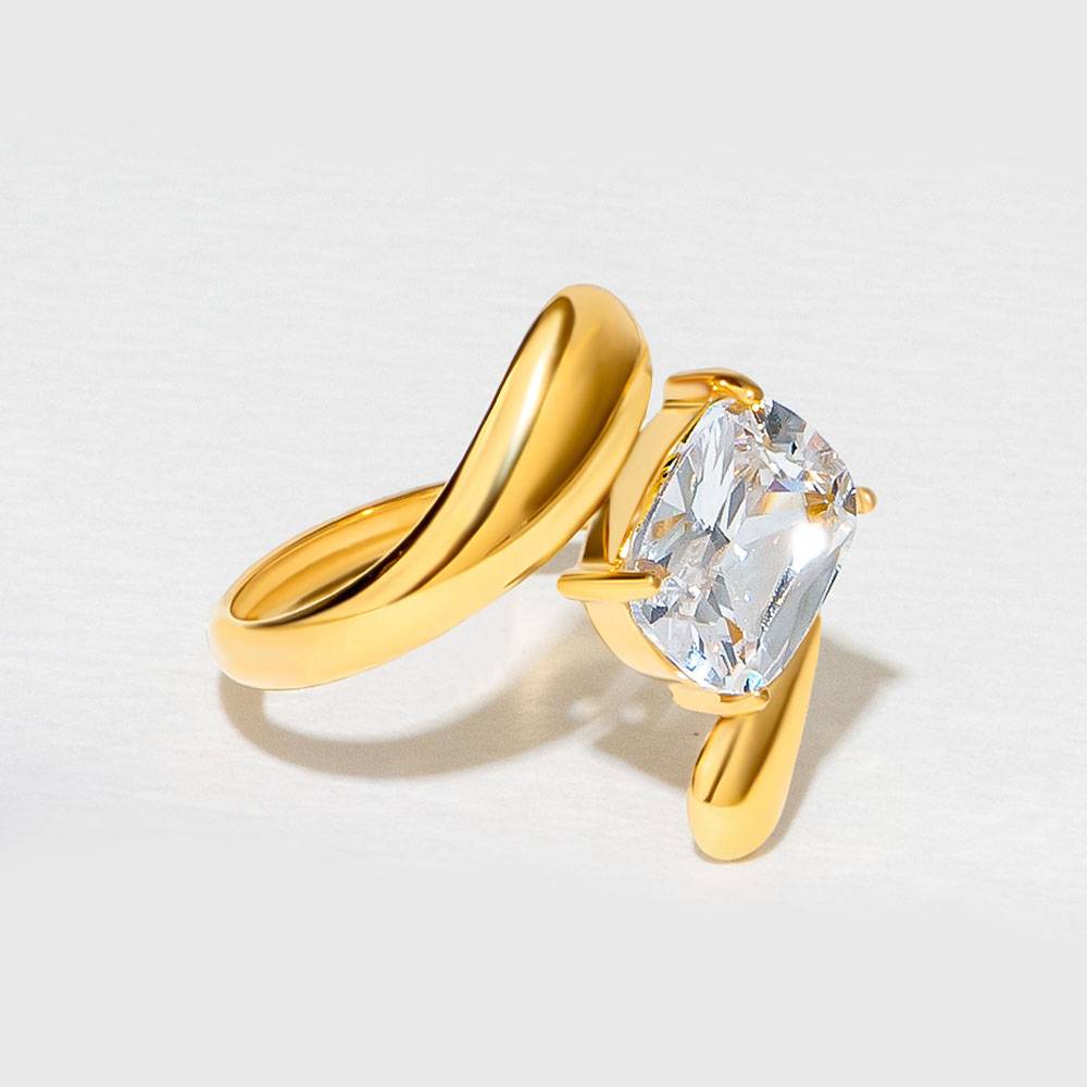 Crystal Wrap Gold Plated Sculptural Ring For Women & Girls : AMACRYWRA