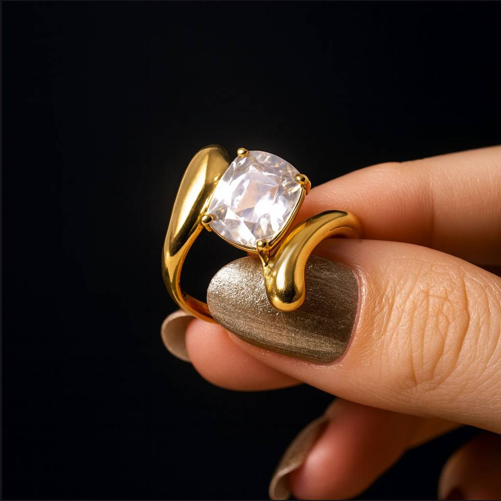 Crystal Wrap Gold Plated Sculptural Ring For Women & Girls : AMACRYWRA