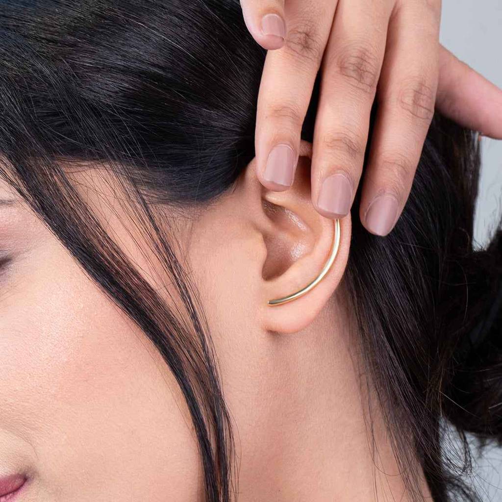 Ayla Minimalist Ear Crawler & Stud Earrings Set For Women & Girls : AMAEARGD06