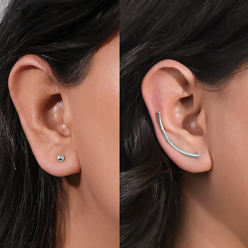 Ayla Minimalist Ear Crawler & Stud Earrings Set For Women & Girls : AMAEARSL06
