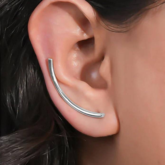 Ayla Minimalist Ear Crawler & Stud Earrings Set For Women & Girls : AMAEARSL06