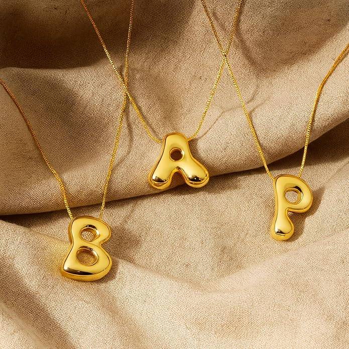 Hana Bubble Initial Necklace For Women & Girls : AMAHANGB1
