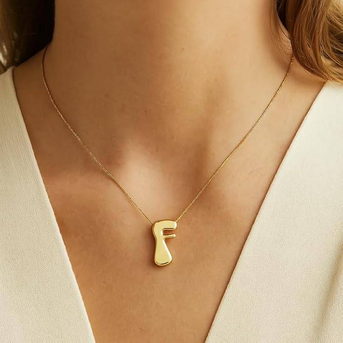 Hana Bubble Initial Necklace For Women & Girls : AMAHANGF1