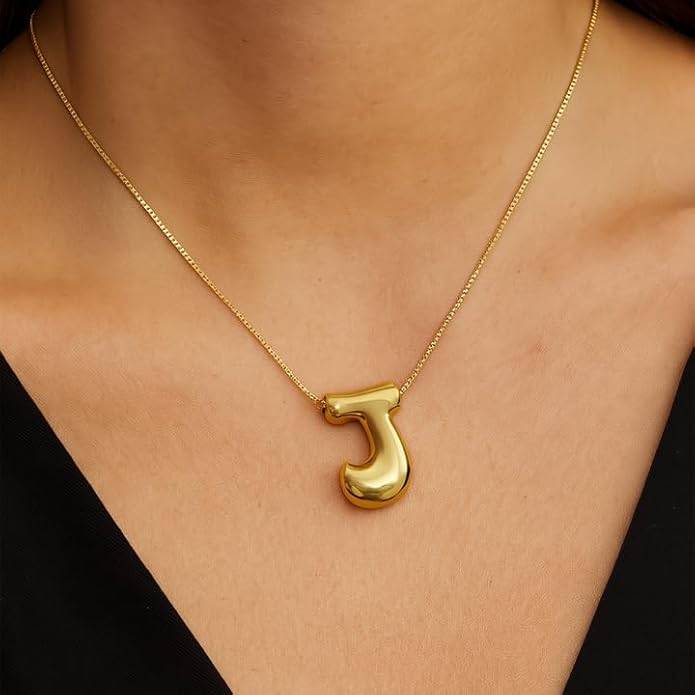 Hana Bubble Initial Necklace For Women & Girls : AMAHANGJ1