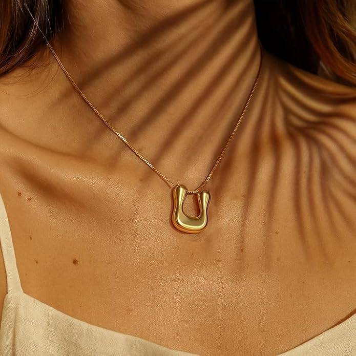 Hana Bubble Initial Necklace For Women & Girls : AMAHANGU1