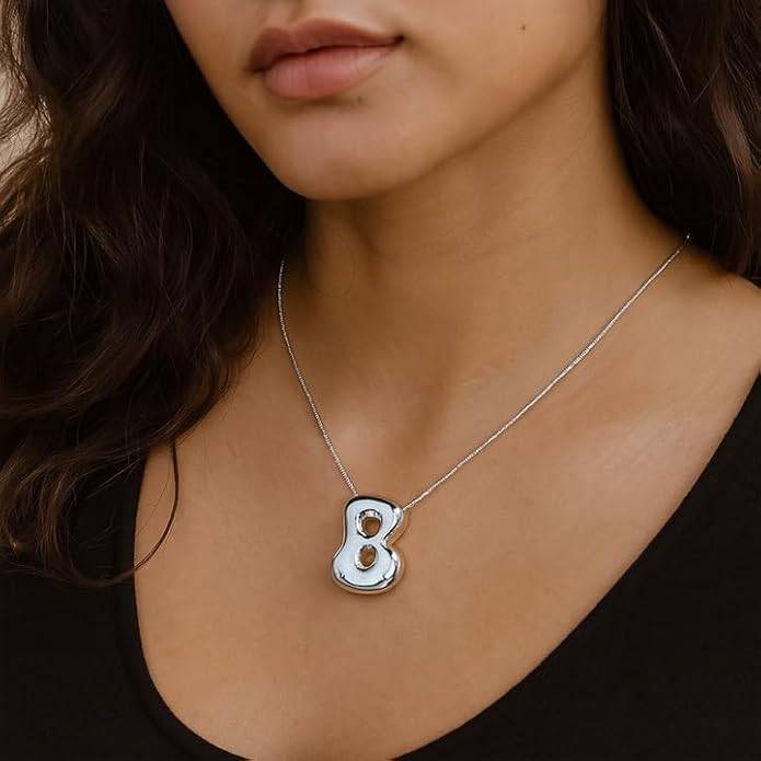 Hana Bubble Initial Necklace For Women & Girls : AMAHANSB1