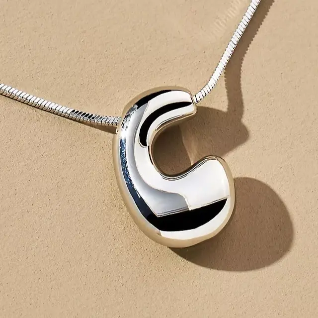 Hana Bubble Initial Necklace For Women & Girls : AMAHANSC1