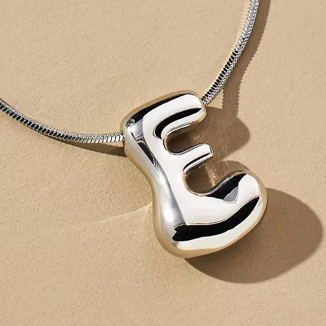 Hana Bubble Initial Necklace For Women & Girls : AMAHANSE1