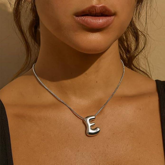 Hana Bubble Initial Necklace For Women & Girls : AMAHANSE1