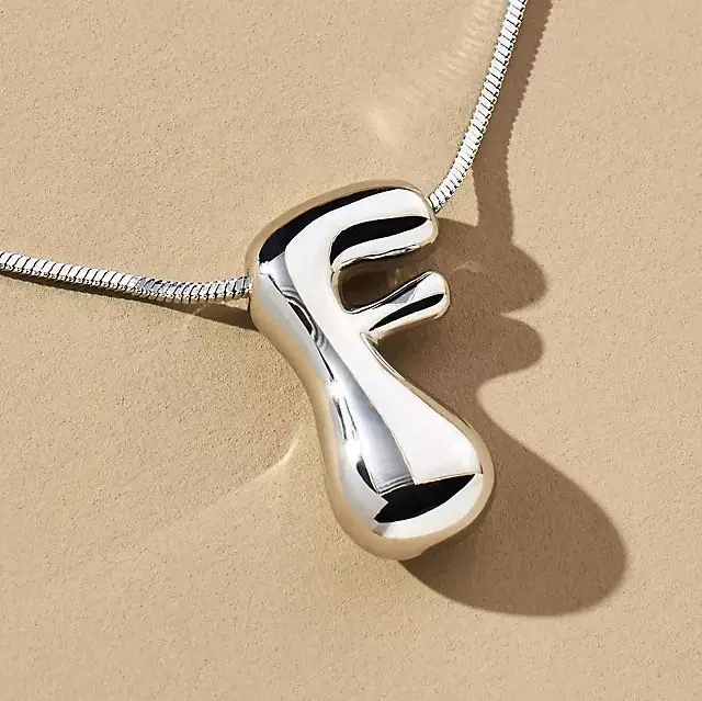 Hana Bubble Initial Necklace For Women & Girls : AMAHANSF1