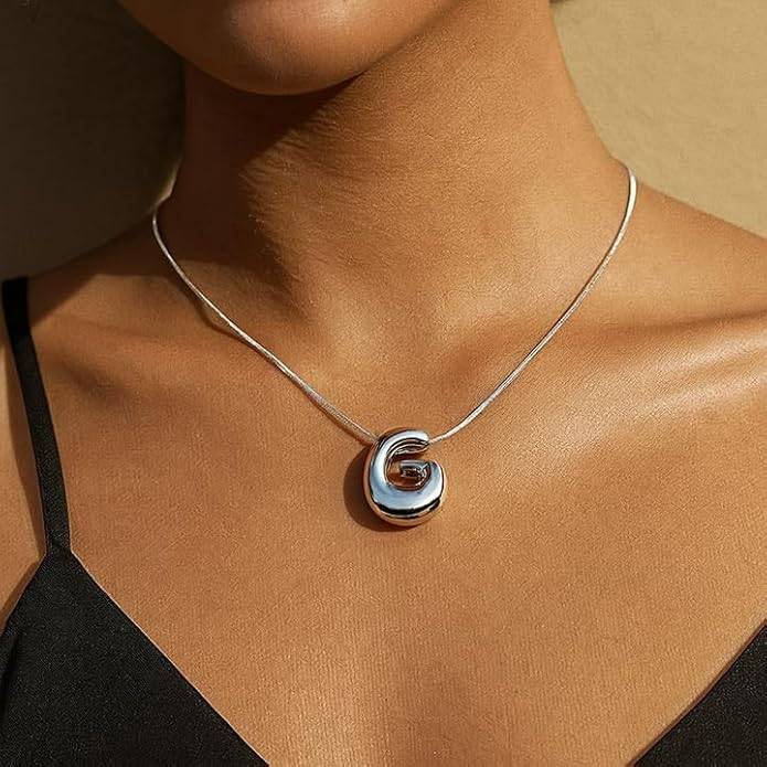 Hana Bubble Initial Necklace For Women & Girls : AMAHANSG1