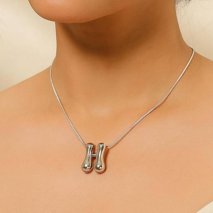 Hana Bubble Initial Necklace For Women & Girls : AMAHANSH1