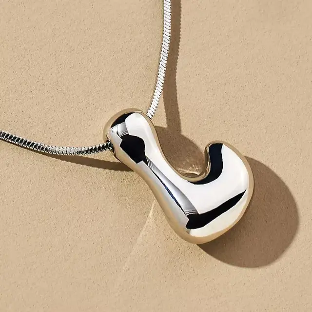 Hana Bubble Initial Necklace For Women & Girls : AMAHANSL1