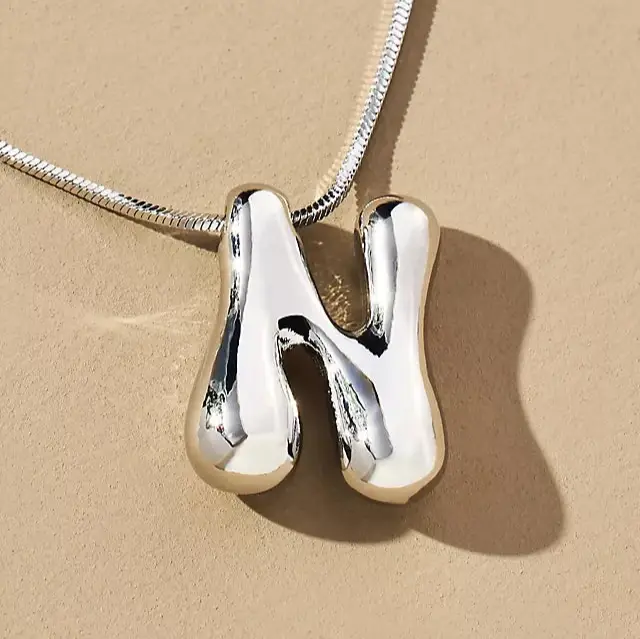 Hana Bubble Initial Necklace For Women & Girls : AMAHANSN1
