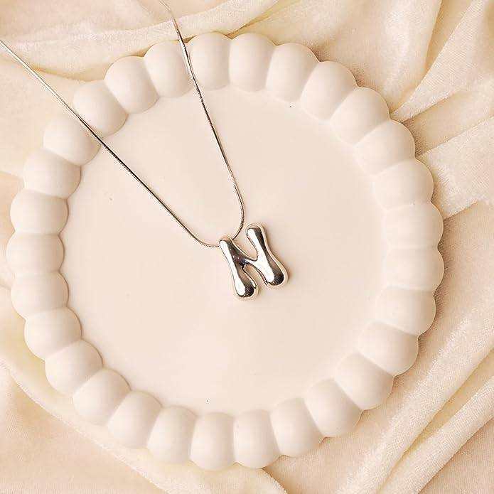 Hana Bubble Initial Necklace For Women & Girls : AMAHANSN1