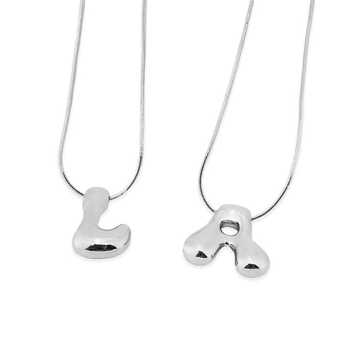 Hana Bubble Initial Necklace For Women & Girls : AMAHANSQ1