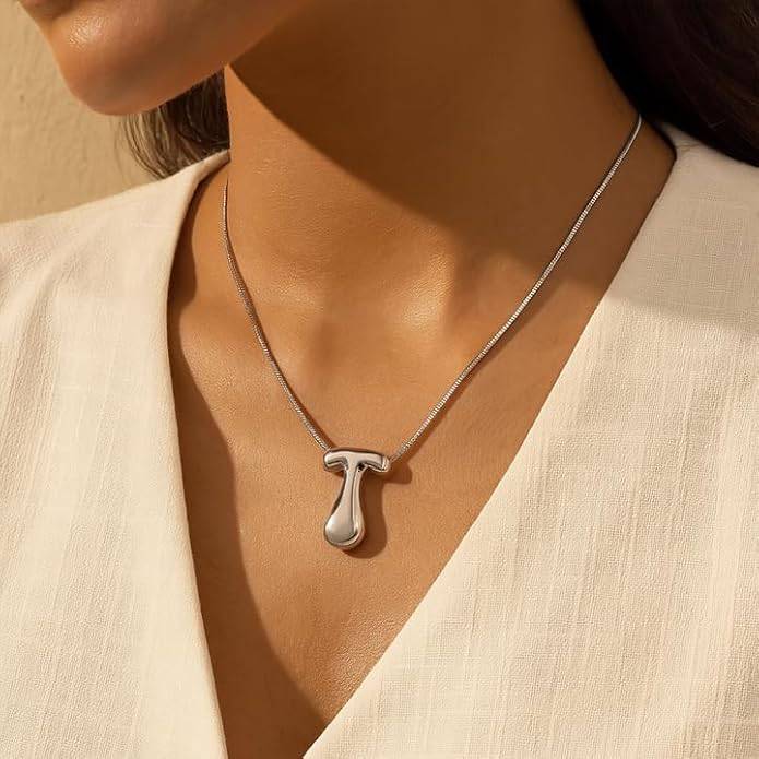 Hana Bubble Initial Necklace For Women & Girls : AMAHANST1