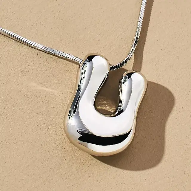 Hana Bubble Initial Necklace For Women & Girls : AMAHANSU1