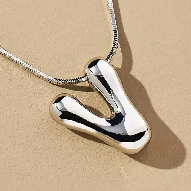 Hana Bubble Initial Necklace For Women & Girls : AMAHANSV1