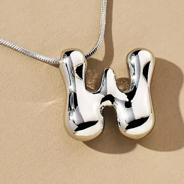 Hana Bubble Initial Necklace For Women & Girls : AMAHANSW1