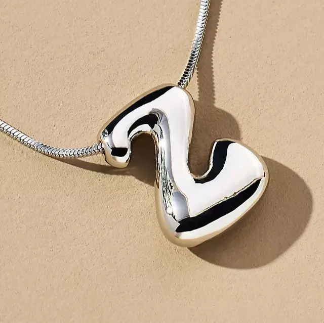 Hana Bubble Initial Necklace For Women & Girls : AMAHANSZ1