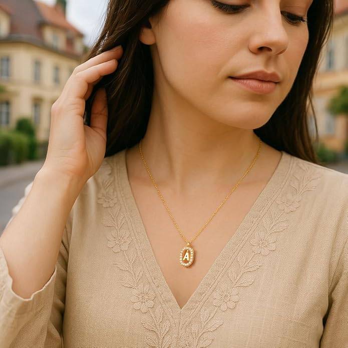 Lena Initial Letter Necklaces For Women & Girls : AMALENRADNKA1