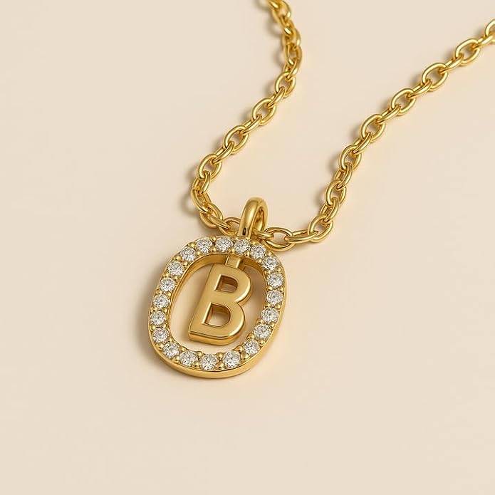 Lena Initial Letter Necklaces For Women & Girls : AMALENRADNKB1