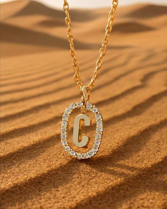 Lena Initial Letter Necklaces For Women & Girls : AMALENRADNKC1